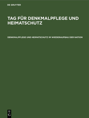 cover image of Denkmalpflege und Heimatschutz im Wiederaufbau der Nation